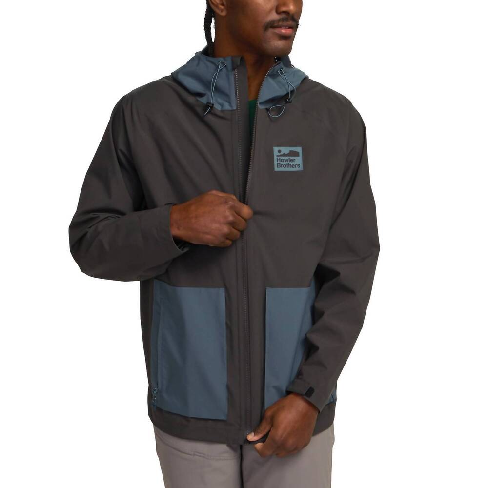 NEW HOWLER BROTHERS storm splitter rain shell jacket in antique black/dark slate